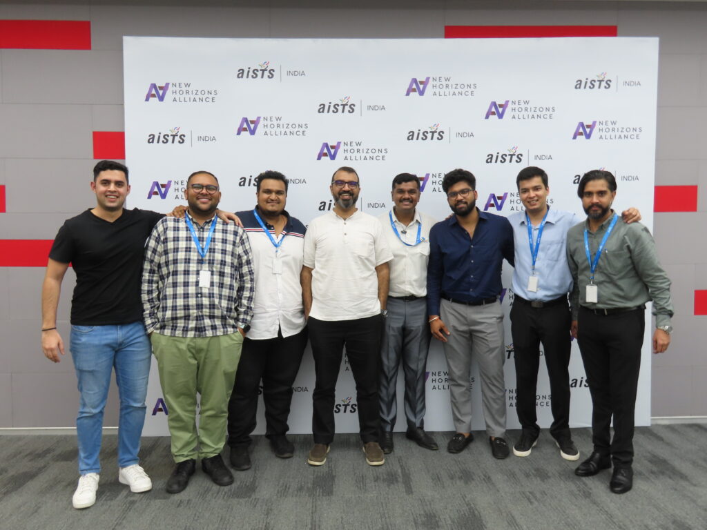 Jonathan Rego, the Head of Corporate Services at Mumbai City Football Club, with the students of AISTS India.