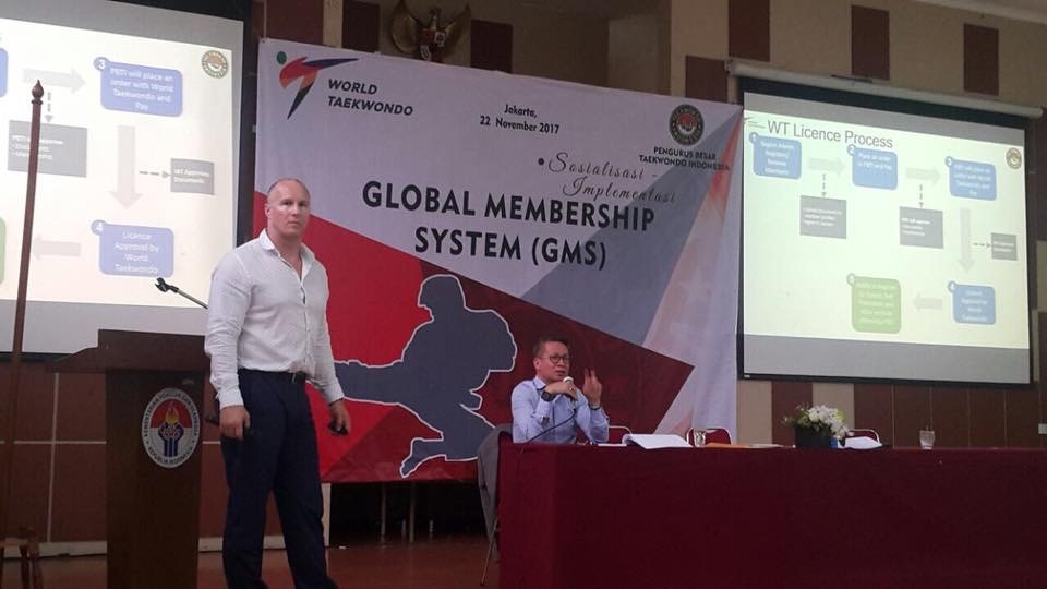 Justin Tenbeth and Secretary General of Indonesia  Taekwondo Federation, Mr Dirc Richard