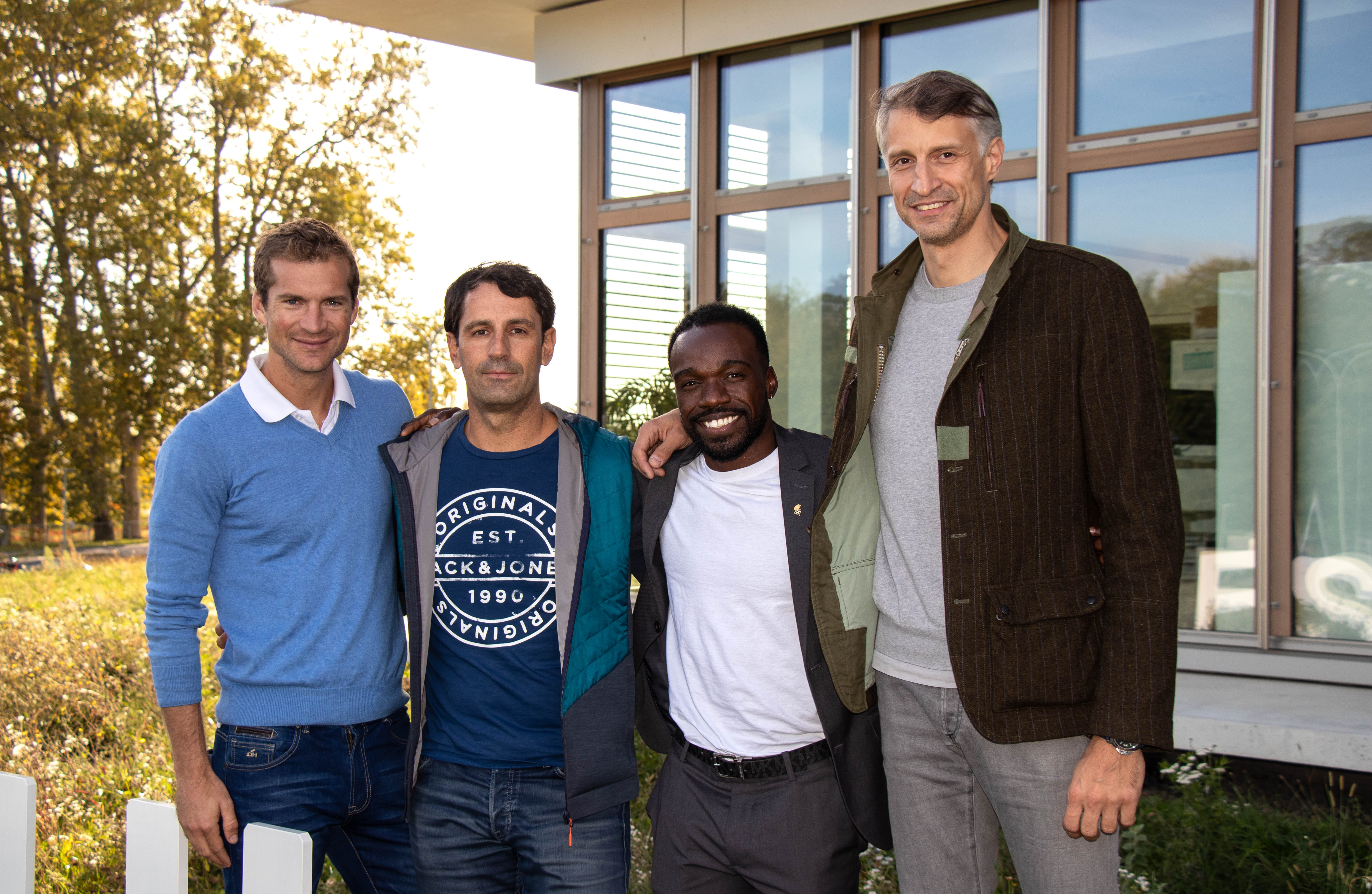 Marc Mundell, Santi Lopez, Mikel Thomas, and Ivan Miljkovic in front of AISTS