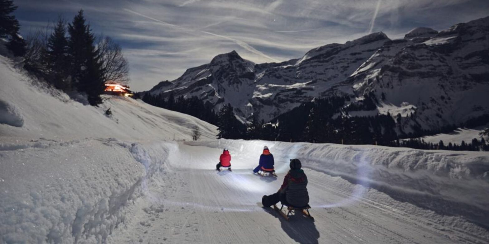 The 10 best things to do in Lausanne - night sledging in les diablerets 