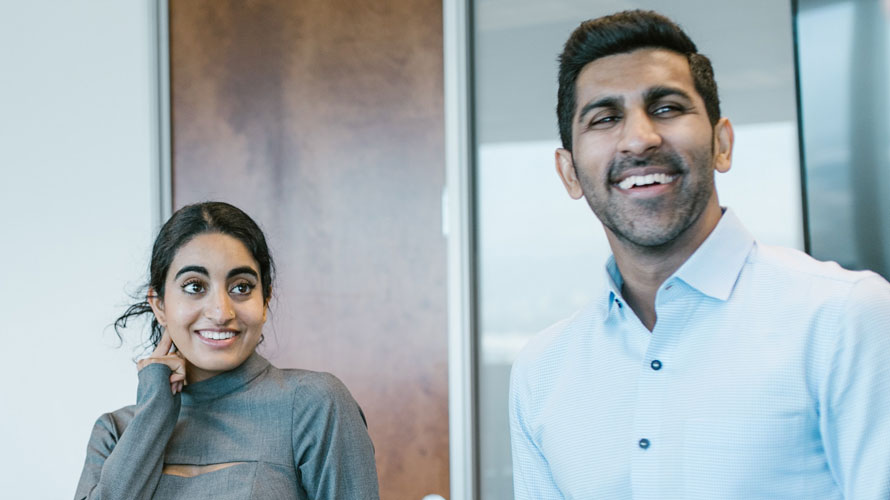 Indian Business Man and Woman Smiling