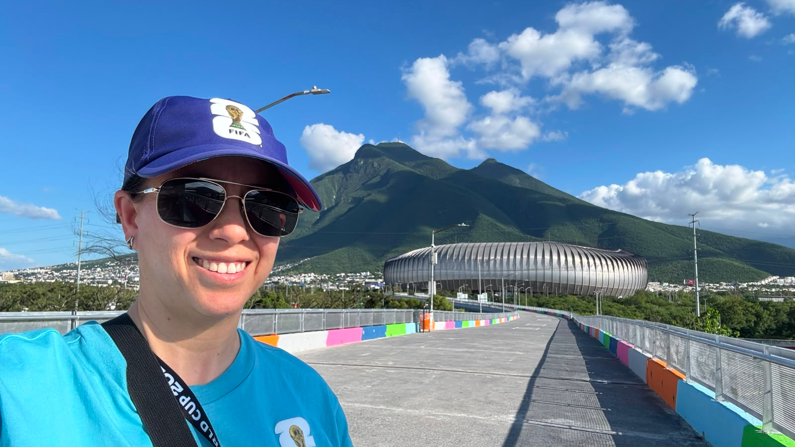 Reyna Marely Flores-Martinez near the stadium